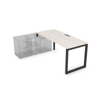Gloss СТЛ-О.995 (Ivory/черный) Стол рабочий прямолинейный, три опоры - левый