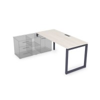 Gloss СТЛ-О.995 (Ivory/графит) Стол рабочий прямолинейный, три опоры - левый
