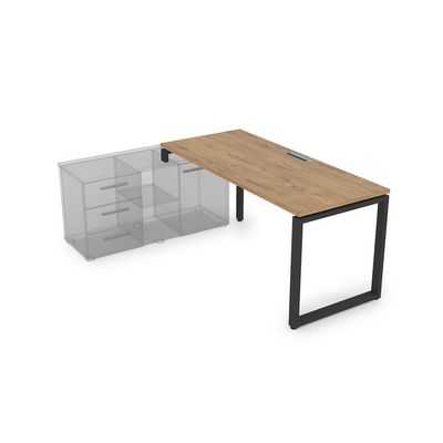 Gloss СТЛ-О.995 (Teakwood/черный) Стол рабочий прямолинейный, три опоры - левый