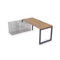 Gloss СТЛ-О.995 (Teakwood/графит) Стол рабочий прямолинейный, три опоры - левый