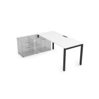 Gloss СТЛ-П.989 (Белый премиум/черный) Стол рабочий прямолинейный, три опоры - левый