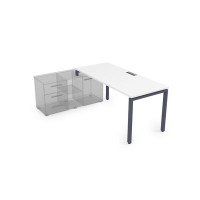Gloss СТЛ-П.994 (Белый премиум/графит) Стол рабочий прямолинейный, три опоры - левый