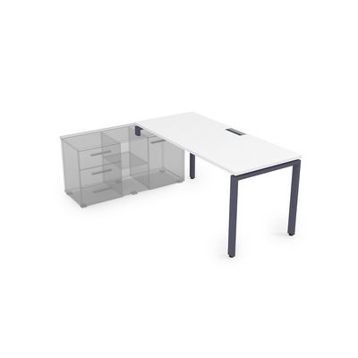 Gloss СТЛ-П.985 (Белый премиум/графит) Стол рабочий прямолинейный, три опоры - левый