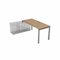 Gloss СТЛ-П.994 (Teakwood/алюминий матовый) Стол рабочий прямолинейный, три опоры - левый