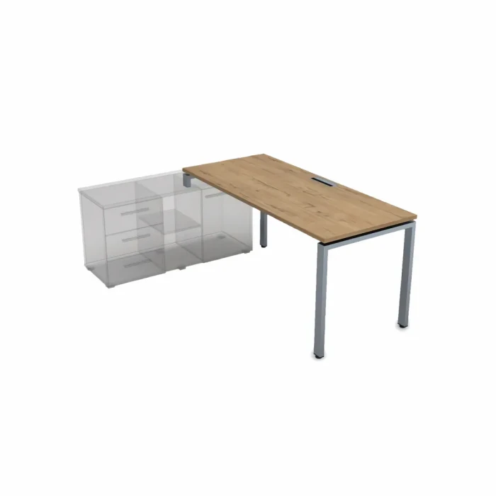 Стол для офиса СТЛ-П.994 в отделке Teakwood/Алюминий матовый, 1600х900х750 мм