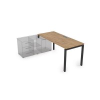 Gloss СТЛ-П.994 (Teakwood/черный) Стол рабочий прямолинейный, три опоры - левый