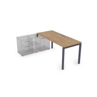 Gloss СТЛ-П.994 (Teakwood/графит) Стол рабочий прямолинейный, три опоры - левый