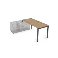 Gloss СТЛ-П.989 (Teakwood/графит) Стол рабочий прямолинейный, три опоры - левый