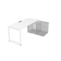 Gloss СТН-О.984 (Белый премиум/белый) Стол системы БЕНЧ линейный, три опоры, начальный