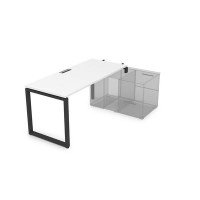 Gloss СТН-О.979 (Белый премиум/черный) Стол системы БЕНЧ линейный, три опоры, начальный