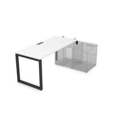 Gloss СТН-О.989 (Белый премиум/черный) Стол системы БЕНЧ линейный, три опоры, начальный
