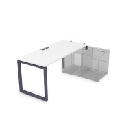 Gloss СТН-О.984 (Белый премиум/графит) Стол системы БЕНЧ линейный, три опоры, начальный