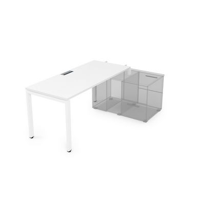 Gloss СТН-П.989 (Белый премиум/белый) Стол системы БЕНЧ линейный, три опоры, начальный