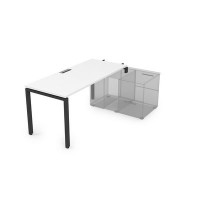 Gloss СТН-П.985 (Белый премиум/черный) Стол системы БЕНЧ линейный, три опоры, начальный