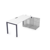 Gloss СТН-П.989 (Белый премиум/графит) Стол системы БЕНЧ линейный, три опоры, начальный