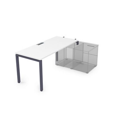 Gloss СТН-П.989 (Белый премиум/графит) Стол системы БЕНЧ линейный, три опоры, начальный
