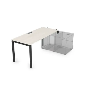 Gloss СТН-П.974 (Ivory/черный) Стол системы БЕНЧ линейный, три опоры, начальный