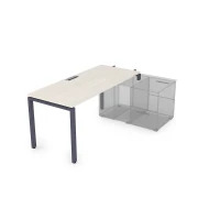 Gloss СТН-П.985 (Ivory/графит) Стол системы БЕНЧ линейный, три опоры, начальный