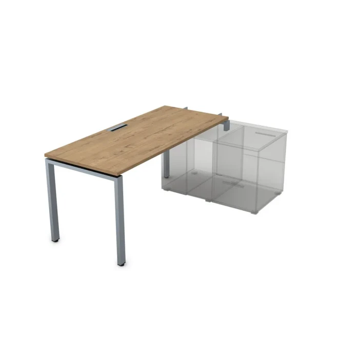Бенч-стол СТН-П.989 в отделке Teakwood/Алюминий матовый, 1400х800х750 мм
