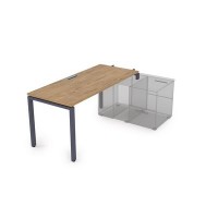 Gloss СТН-П.989 (Teakwood/графит) Стол системы БЕНЧ линейный, три опоры, начальный