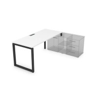 Gloss СТП-О.996 (Белый премиум/черный) Стол рабочий прямолинейный, три опоры - правый