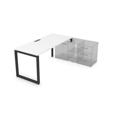 Gloss СТП-О.995 (Белый премиум/черный) Стол рабочий прямолинейный, три опоры - правый