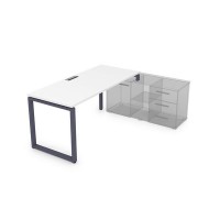 Gloss СТП-О.995 (Белый премиум/графит) Стол рабочий прямолинейный, три опоры - правый