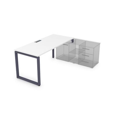 Gloss СТП-О.995 (Белый премиум/графит) Стол рабочий прямолинейный, три опоры - правый