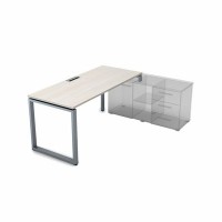 Gloss СТП-О.995 (Ivory/алюминий матовый) Стол рабочий прямолинейный, три опоры - правый