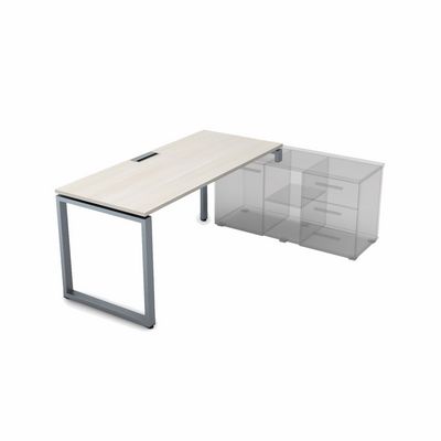 Gloss СТП-О.995 (Ivory/алюминий матовый) Стол рабочий прямолинейный, три опоры - правый
