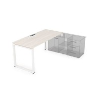 Gloss СТП-О.995 (Ivory/белый) Стол рабочий прямолинейный, три опоры - правый