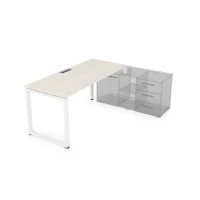 Gloss СТП-О.975 (Ivory/белый) Стол рабочий прямолинейный, три опоры - правый