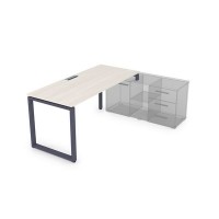 Gloss СТП-О.995 (Ivory/графит) Стол рабочий прямолинейный, три опоры - правый