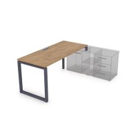 Gloss СТП-О.995 (Teakwood/графит) Стол рабочий прямолинейный, три опоры - правый