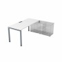 Gloss СТП-П.979 (Белый премиум/алюминий матовый) Стол рабочий прямолинейный, три опоры - правый