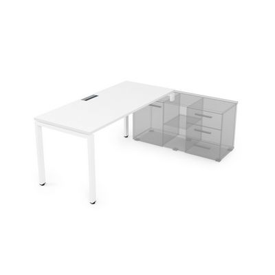 Gloss СТП-П.994 (Белый премиум/белый) Стол рабочий прямолинейный, три опоры - правый