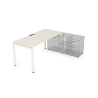 Gloss СТП-П.975 (Ivory/белый) Стол рабочий прямолинейный, три опоры - правый