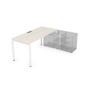Gloss СТП-П.974 (Ivory/белый) Стол рабочий прямолинейный, три опоры - правый