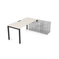 Gloss СТП-П.989 (Ivory/черный) Стол рабочий прямолинейный, три опоры - правый