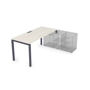 Gloss СТП-П.974 (Ivory/графит) Стол рабочий прямолинейный, три опоры - правый