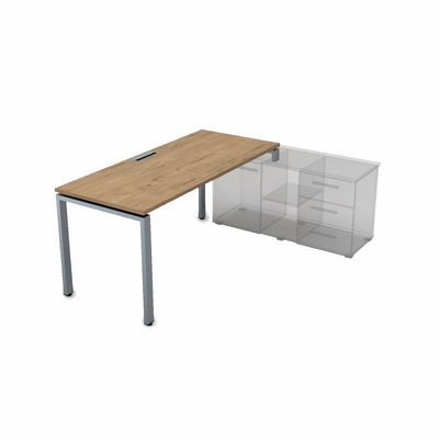 Gloss СТП-П.994 (Teakwood/алюминий матовый) Стол рабочий прямолинейный, три опоры - правый