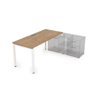 Gloss СТП-П.975 (Teakwood/белый) Стол рабочий прямолинейный, три опоры - правый