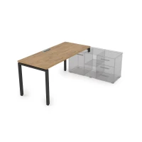 Gloss СТП-П.985 (Teakwood/черный) Стол рабочий прямолинейный, три опоры - правый