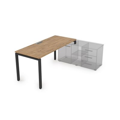 Gloss СТП-П.994 (Teakwood/черный) Стол рабочий прямолинейный, три опоры - правый