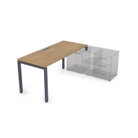 Gloss СТП-П.974 (Teakwood/графит) Стол рабочий прямолинейный, три опоры - правый