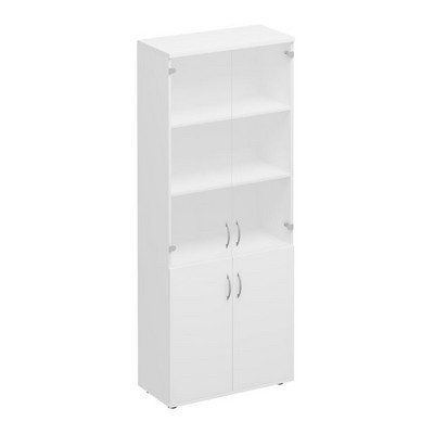 Комфорт К 379 (белый премиум) Шкаф для документов со стеклом