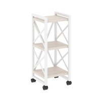 Loft VR.L-MST.K-3.4 (Денвер светлый/Белый) Стеллаж на колесных опорах - 3 полки