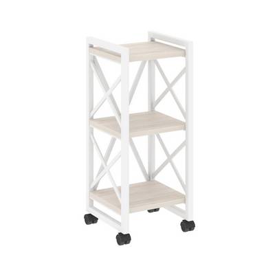 Loft VR.L-MST.K-3.4 (Денвер светлый/Белый) Стеллаж на колесных опорах - 3 полки