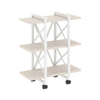 Loft VR.L-MST.K-3.4V (Денвер светлый/Белый) Стеллаж на колесных опорах - 3 полки