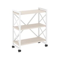 Loft VR.L-MST.K-3.8 (Денвер светлый/Белый) Стеллаж на колесных опорах - 3 полки